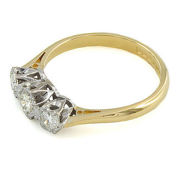 18ct gold diamond 0.35cts 3 stone Ring size N